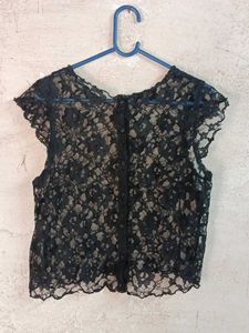 Stylish See-through Partywear Lace Crop Top 🖤