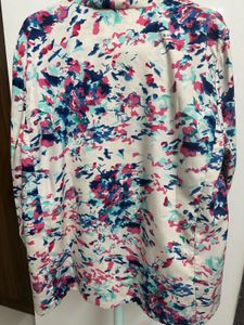 Floral Print Open Front Coat