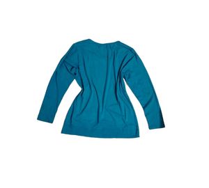 Casual Teal Scoop Neck Long Sleeve Top