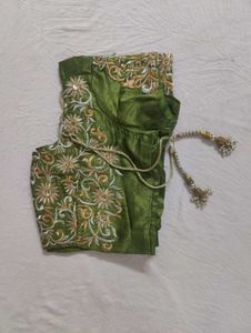 Yellow Sari with Embroidered Border