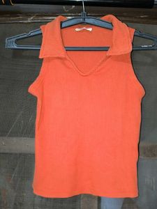 Orange V-Neck Top