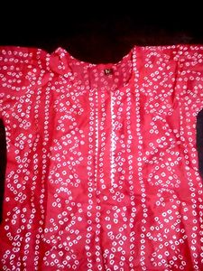 Red Bandhani Kurta