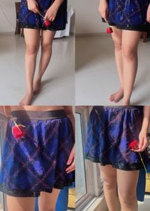 Chic Black &amp; Blue Net Skirt with Boy Shorts- Party