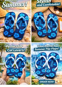Blue Floral Flip-Flops