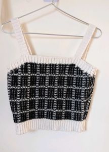 Plaid Knit Crop Top