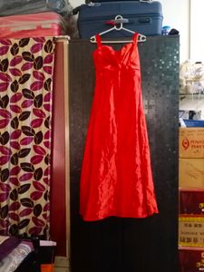 Red satin gown