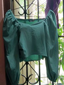 Mint Green Long Sleeve Crop Top