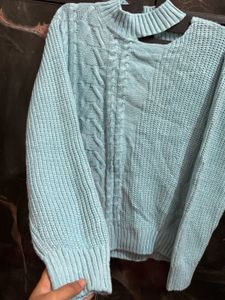 Stylish Blue Knit Sweater