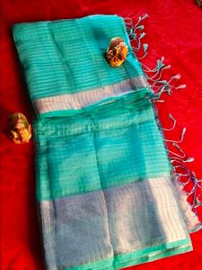 Teal Linen Saree