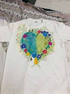 Hand Painted Floral Heart Graphic Tee