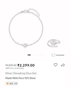 925 Real Silver Giva Bracelet &amp; Ring Set