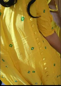 Yellow  aline frock Dress 3xl linen cotton shoulde