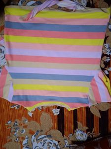 Multi Strips Knotted Crop Top !!
