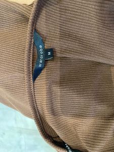 Brown Ribbed Square Neck Top