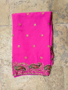 Pink Embroidered Sari