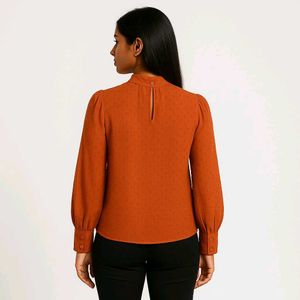 Elegant Rust Blouse | Women top | Medium | Organe