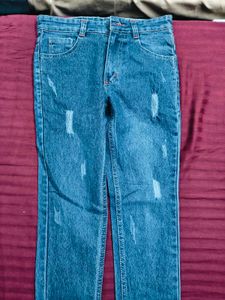 Navy Blue Fitted Jeans
