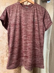 Maroon Patterned Workout T-Shirt,Bust-36Strechable