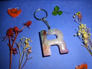 Resin Initial Keychain