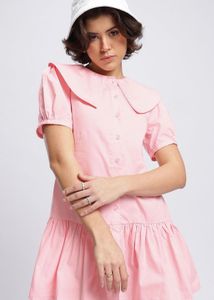 Pink Cotton Button-Down Dress