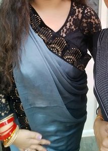 Grey Saree With Black Border