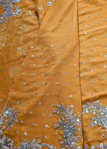 Mustard n silver work saree