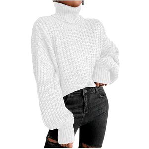 White Turtleneck Knit Sweater