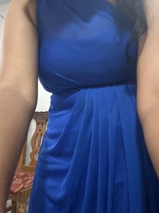Elegant Blue Dress One Shoulder