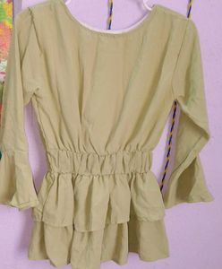 Olive Green Ruffle Blouse