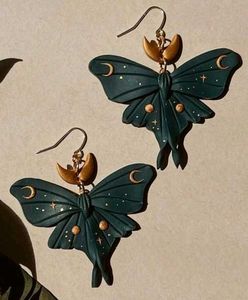 Moth &amp; Moon Dangle Earrings