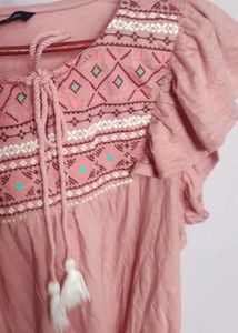 Baby Pink Flutter Sleeve Top