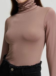 Elegant Taupe Turtleneck Bodysuit