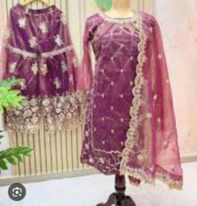 Purple Embroidered Kurta Set