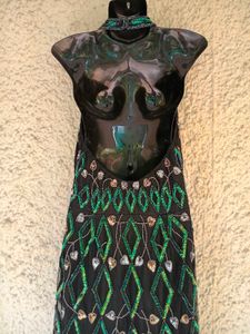 Elegant Green &amp; Black SEQUINNED Maxi Dress