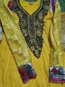 Yellow Embroidered Anarkali Kurta