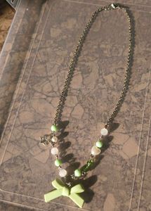 Mint Bow Charm Necklace