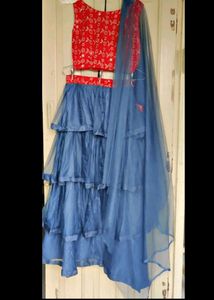 Embroided Choli &amp; Net Layerd Lehenga With Dupatta