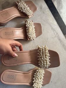 Pearl Embellished Slides  [ only 1 pair]