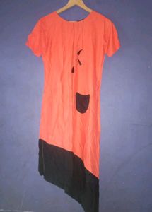 Orange & Black Asymmetrical Dress