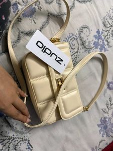 Cream Quilted Crossbody Bag