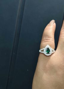 green pearl silver ring💍