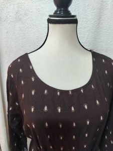 Brown Maxi Dress with Long Sleeves