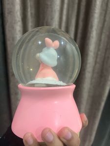 musical Cute Pink Bunny Snow Globe