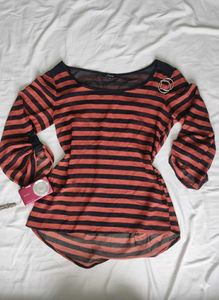 gothic Striped Long Sleeve Top