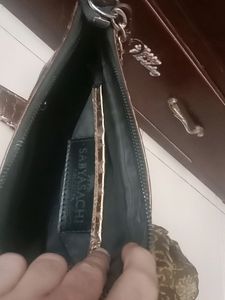 Price Drop Sabyasachi Gold leather Croco sling