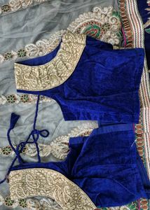 Gray Pink And Blue Combination Lahenga