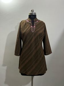 Embroidered Brown Kurta
