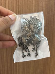 Grey Oxidised Jhumka Earrings