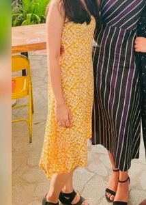 Mustard Floral Aline Dress