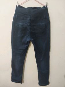 Dark Blue High Waist Skinny Distressed Jeans
